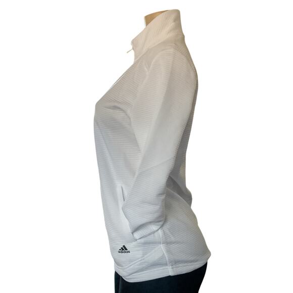 NWT Adidas Women’s White Ribbed Full Zip Jacket • Golf Activewear • Size M - Picture 2 of 8